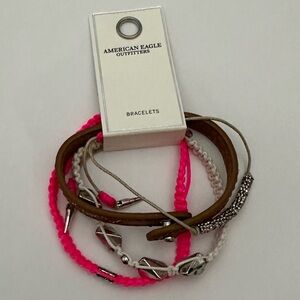 American Eagle Bracelet Set in Pink Brown & Cream